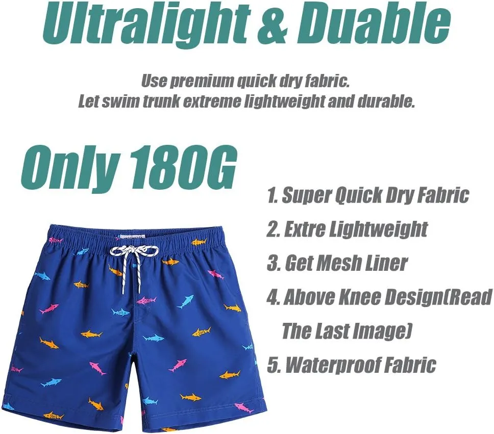 maamgic Mens Slim Fit Swim Shorts Swim Trunks 7 inch Quick Dry Mens Bathing Suits with Mesh Lining