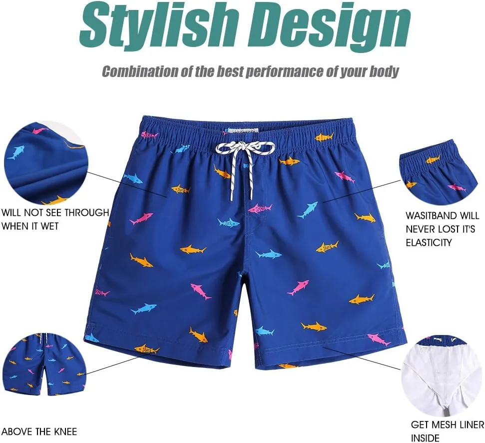 maamgic Mens Slim Fit Swim Shorts Swim Trunks 7 inch Quick Dry Mens Bathing Suits with Mesh Lining