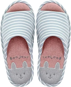 MAGILONA Women Mens Home Slippers Cotton Blends Soft Washable Open-Toe Indoor Shoes Casual Flat Silent Slippers Sole Shoes