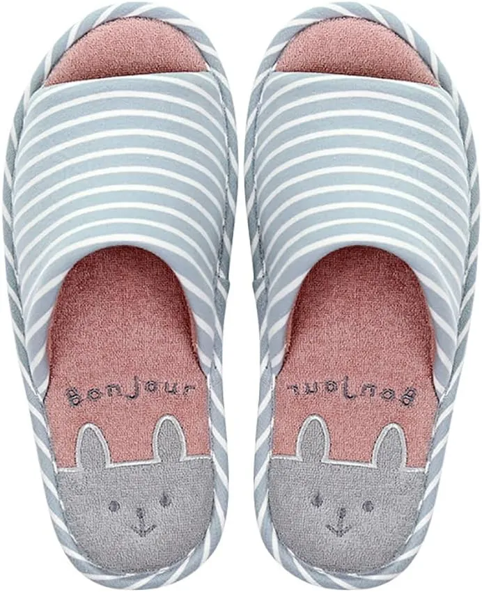 MAGILONA Women Mens Home Slippers Cotton Blends Soft Washable Open-Toe Indoor Shoes Casual Flat Silent Slippers Sole Shoes