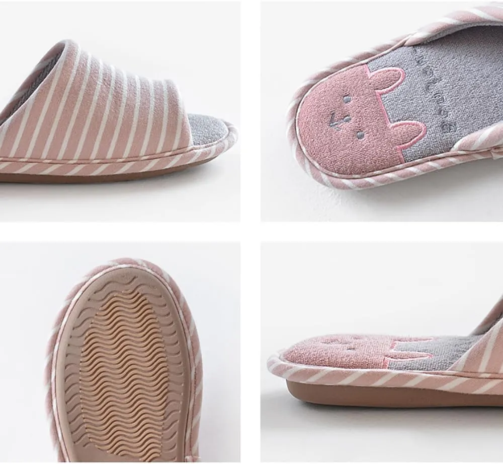 MAGILONA Women Mens Home Slippers Cotton Blends Soft Washable Open-Toe Indoor Shoes Casual Flat Silent Slippers Sole Shoes