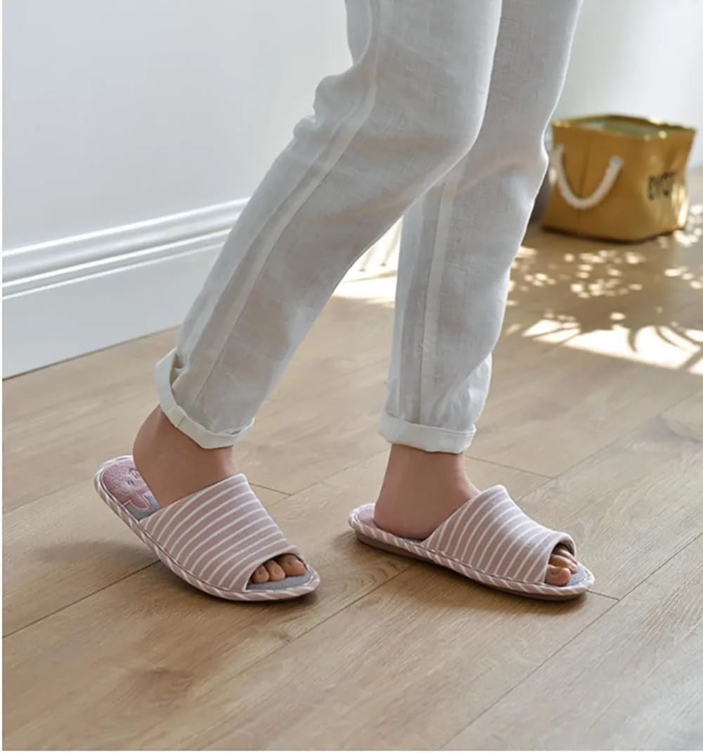 MAGILONA Women Mens Home Slippers Cotton Blends Soft Washable Open-Toe Indoor Shoes Casual Flat Silent Slippers Sole Shoes