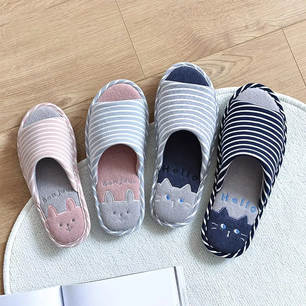 MAGILONA Women Mens Home Slippers Cotton Blends Soft Washable Open-Toe Indoor Shoes Casual Flat Silent Slippers Sole Shoes