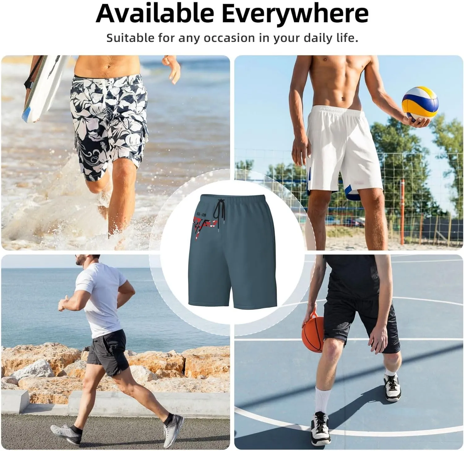 Man's Shorts Bathing for Van.1986 Halen Beach Pants,Summer Breathable Cool Quick Dry Board Shorts Bathing Suit