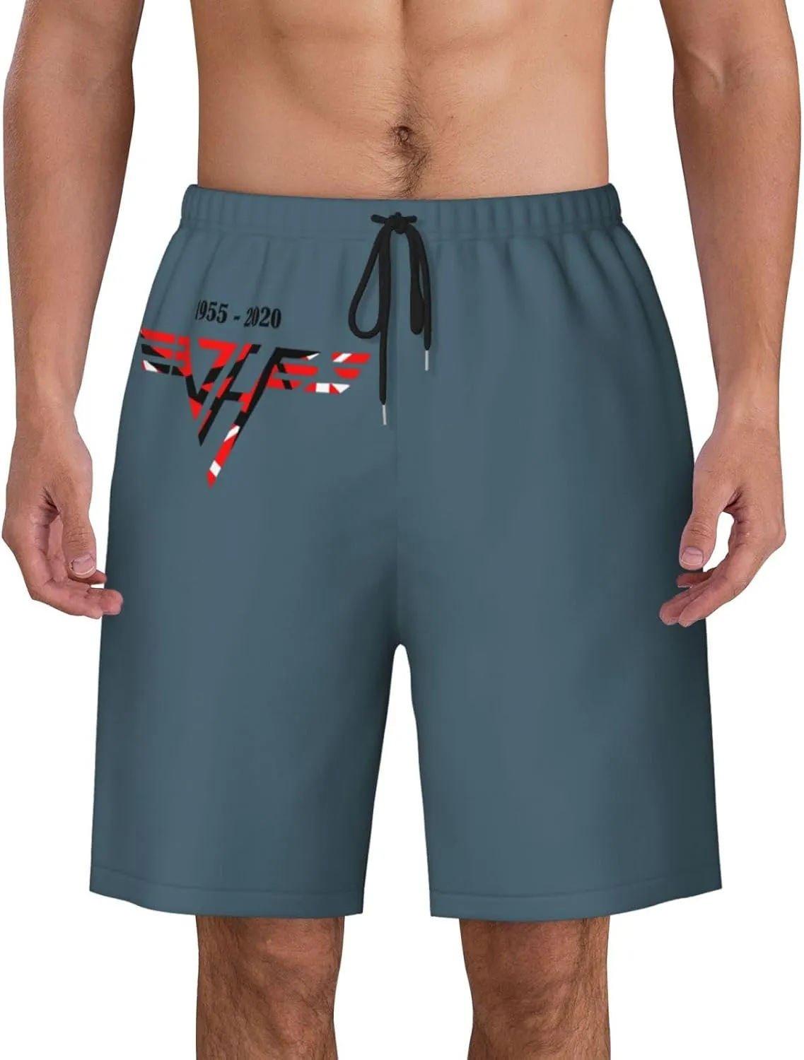 Man's Shorts Bathing for Van.1986 Halen Beach Pants,Summer Breathable Cool Quick Dry Board Shorts Bathing Suit
