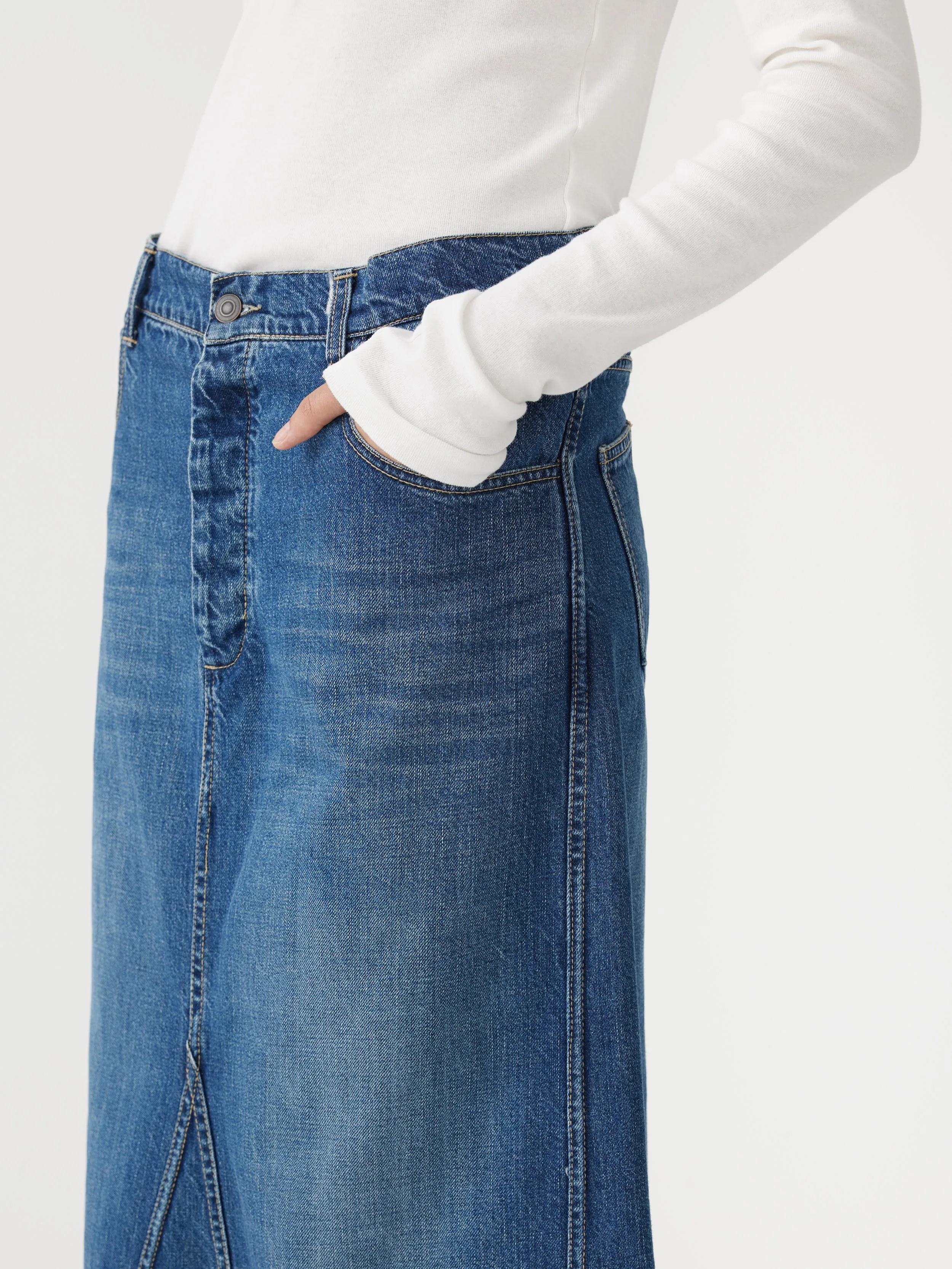 Maxi Panelled Denim Skirt