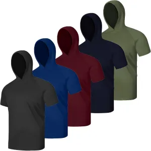 Men UPF 50  Sun Protection Hoodie Short Sleeve T Shirt Pack Quick Dry Shirt for Athletic Running Activewear Workout