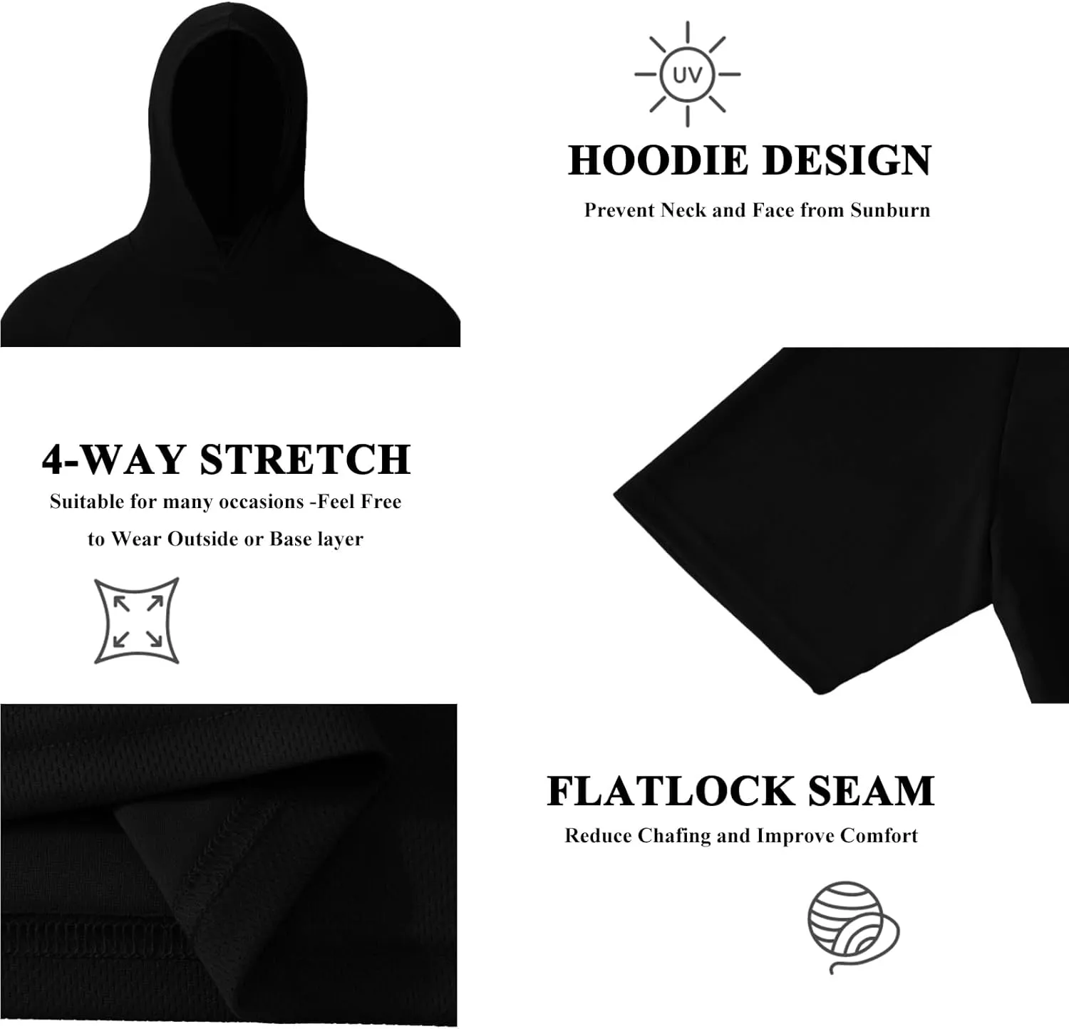 Men UPF 50  Sun Protection Hoodie Short Sleeve T Shirt Pack Quick Dry Shirt for Athletic Running Activewear Workout
