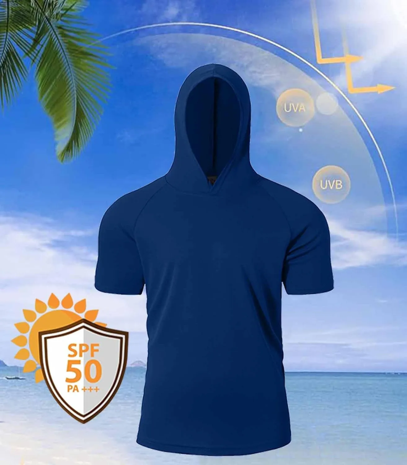 Men UPF 50  Sun Protection Hoodie Short Sleeve T Shirt Pack Quick Dry Shirt for Athletic Running Activewear Workout