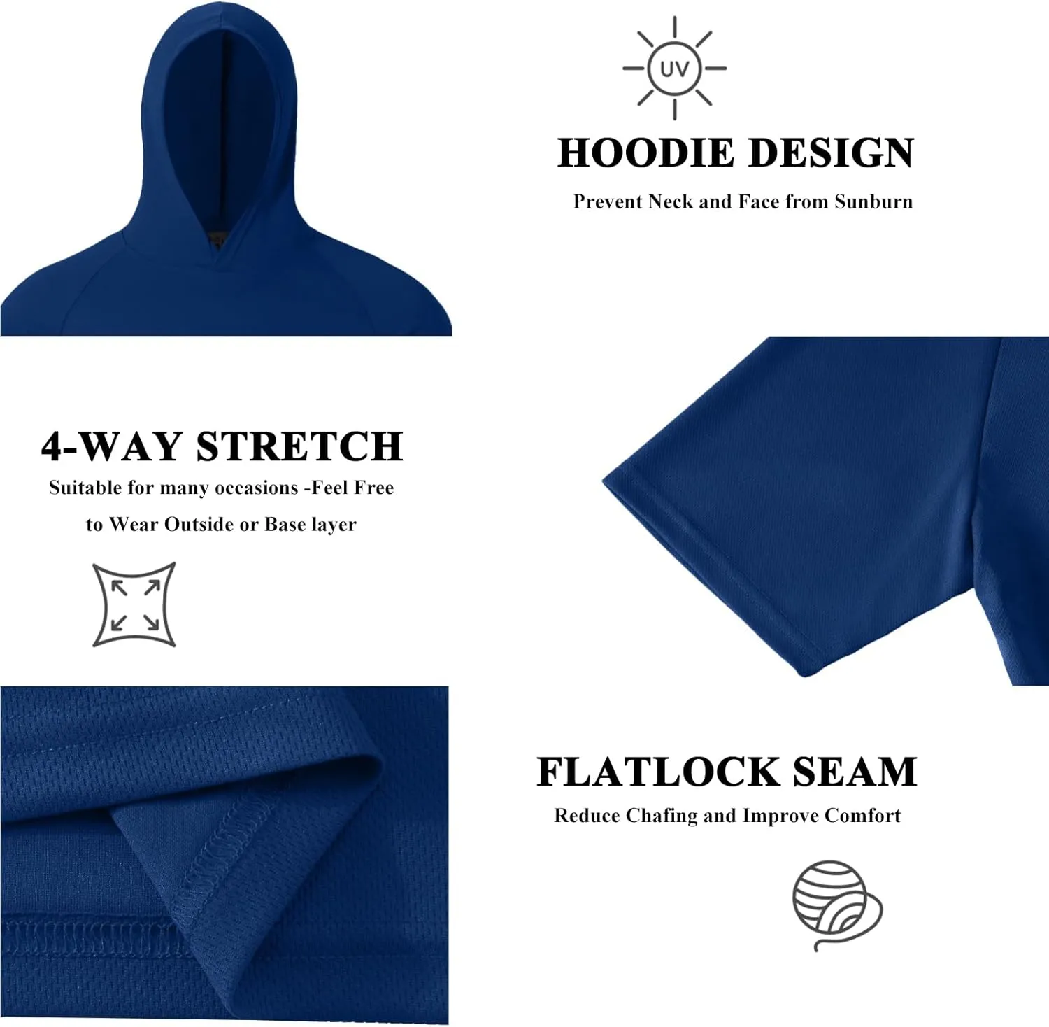 Men UPF 50  Sun Protection Hoodie Short Sleeve T Shirt Pack Quick Dry Shirt for Athletic Running Activewear Workout