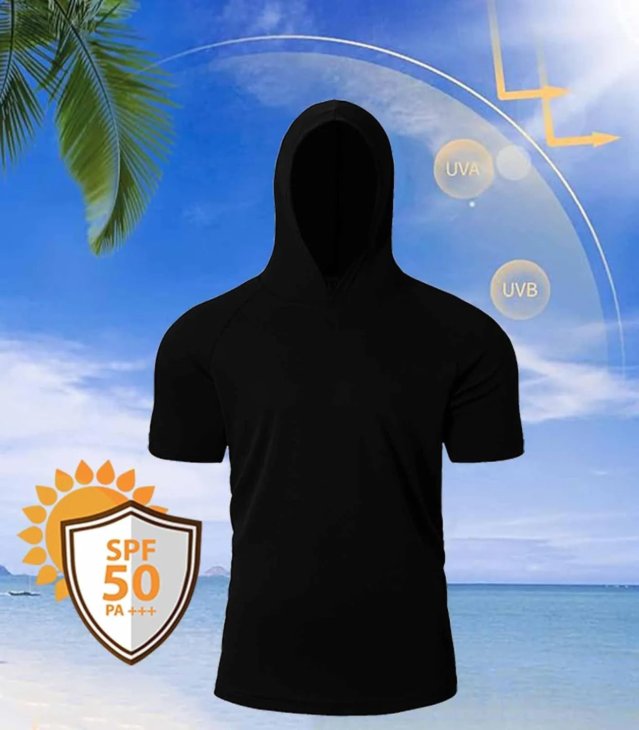 Men UPF 50  Sun Protection Hoodie Short Sleeve T Shirt Pack Quick Dry Shirt for Athletic Running Activewear Workout