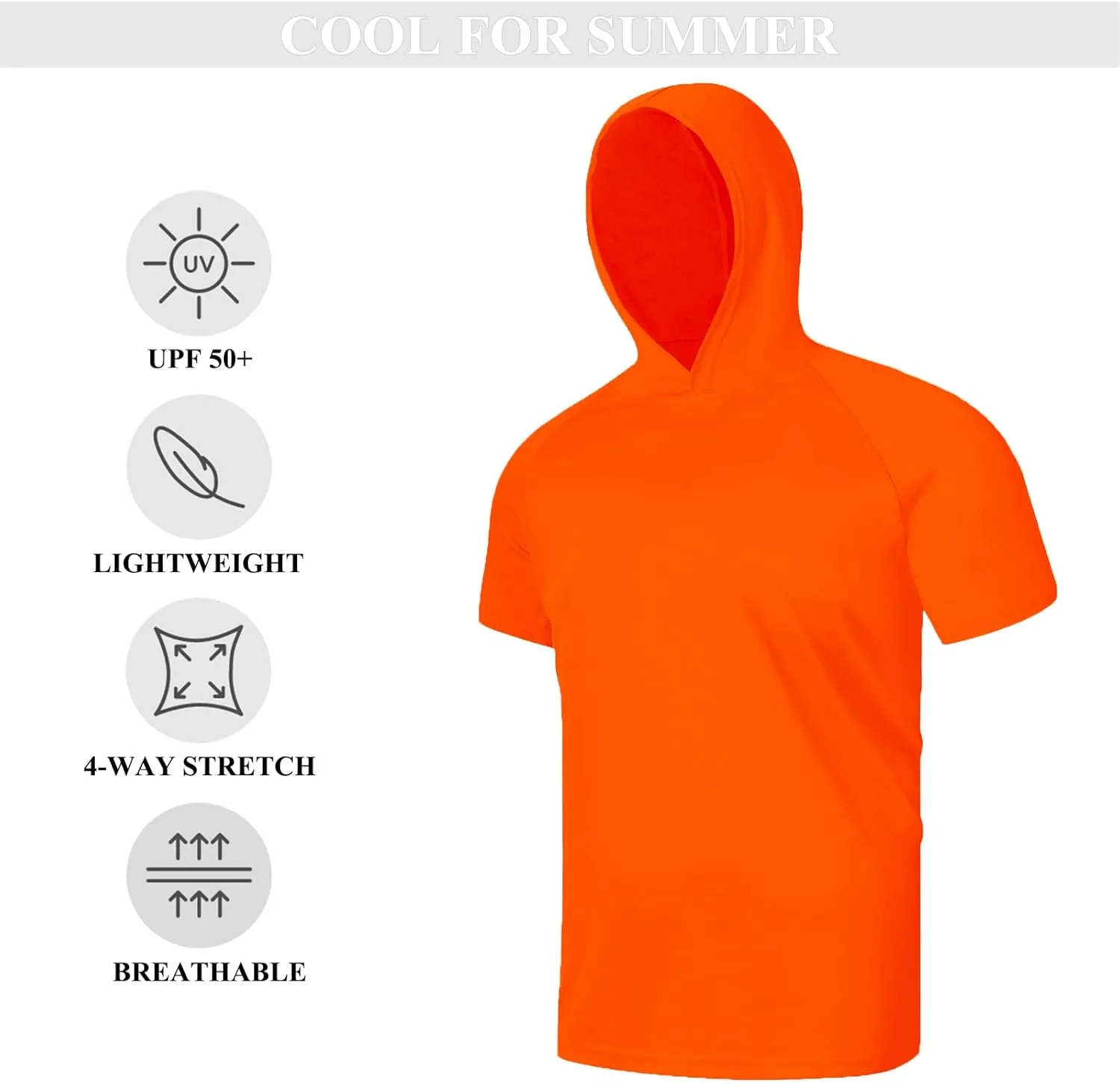 Men UPF 50  Sun Protection Hoodie Short Sleeve T Shirt Pack Quick Dry Shirt for Athletic Running Activewear Workout