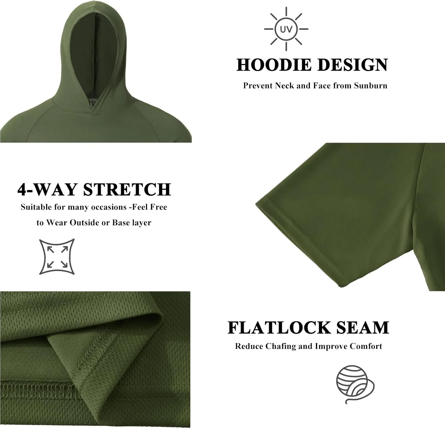 Men UPF 50  Sun Protection Hoodie Short Sleeve T Shirt Pack Quick Dry Shirt for Athletic Running Activewear Workout