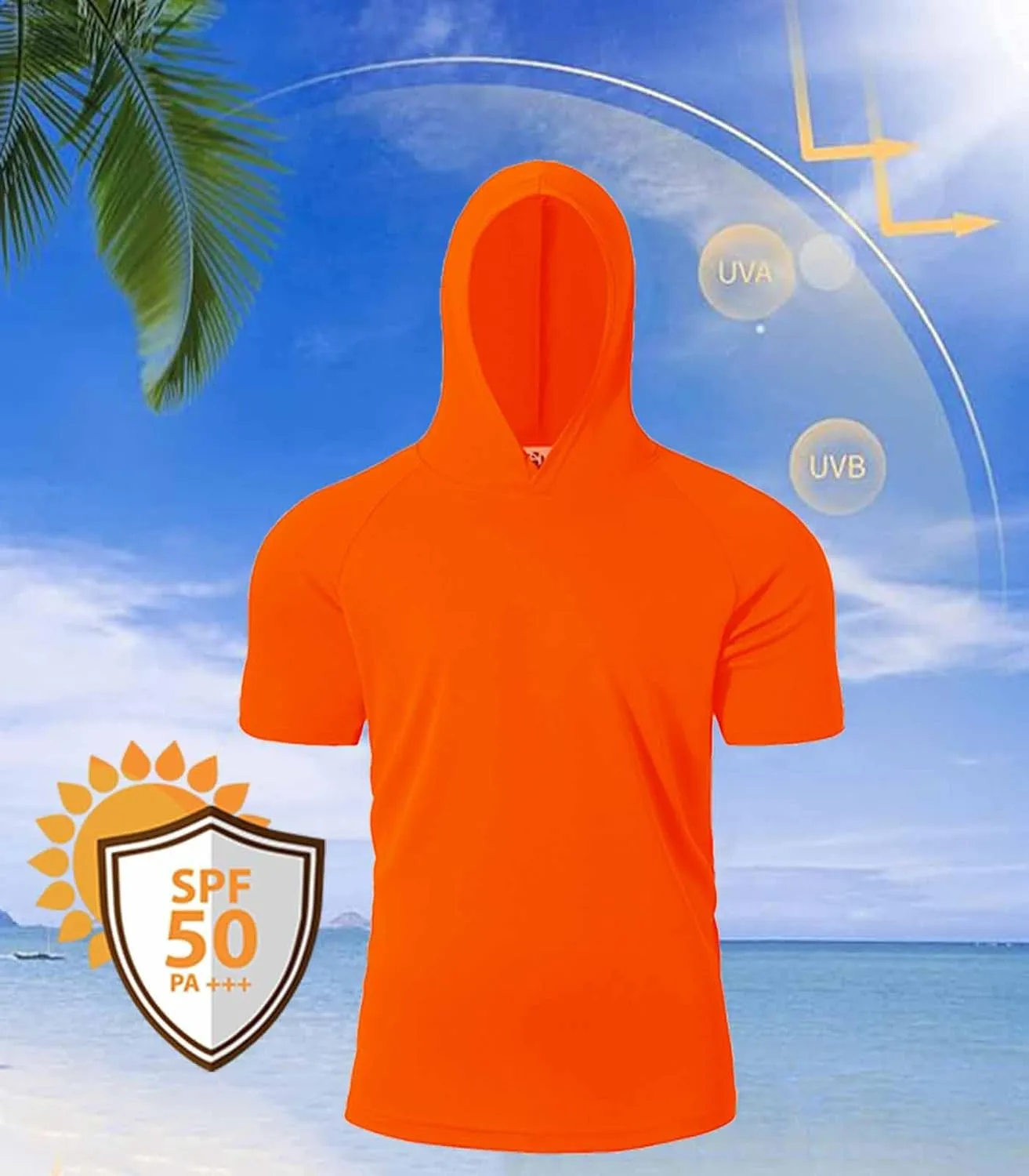 Men UPF 50  Sun Protection Hoodie Short Sleeve T Shirt Pack Quick Dry Shirt for Athletic Running Activewear Workout