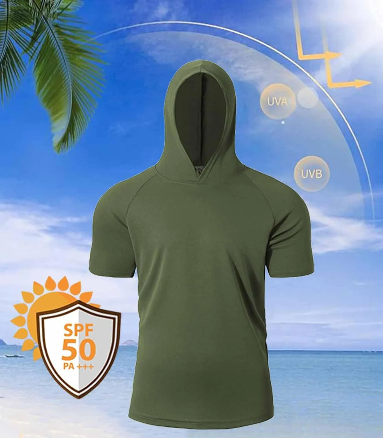 Men UPF 50  Sun Protection Hoodie Short Sleeve T Shirt Pack Quick Dry Shirt for Athletic Running Activewear Workout