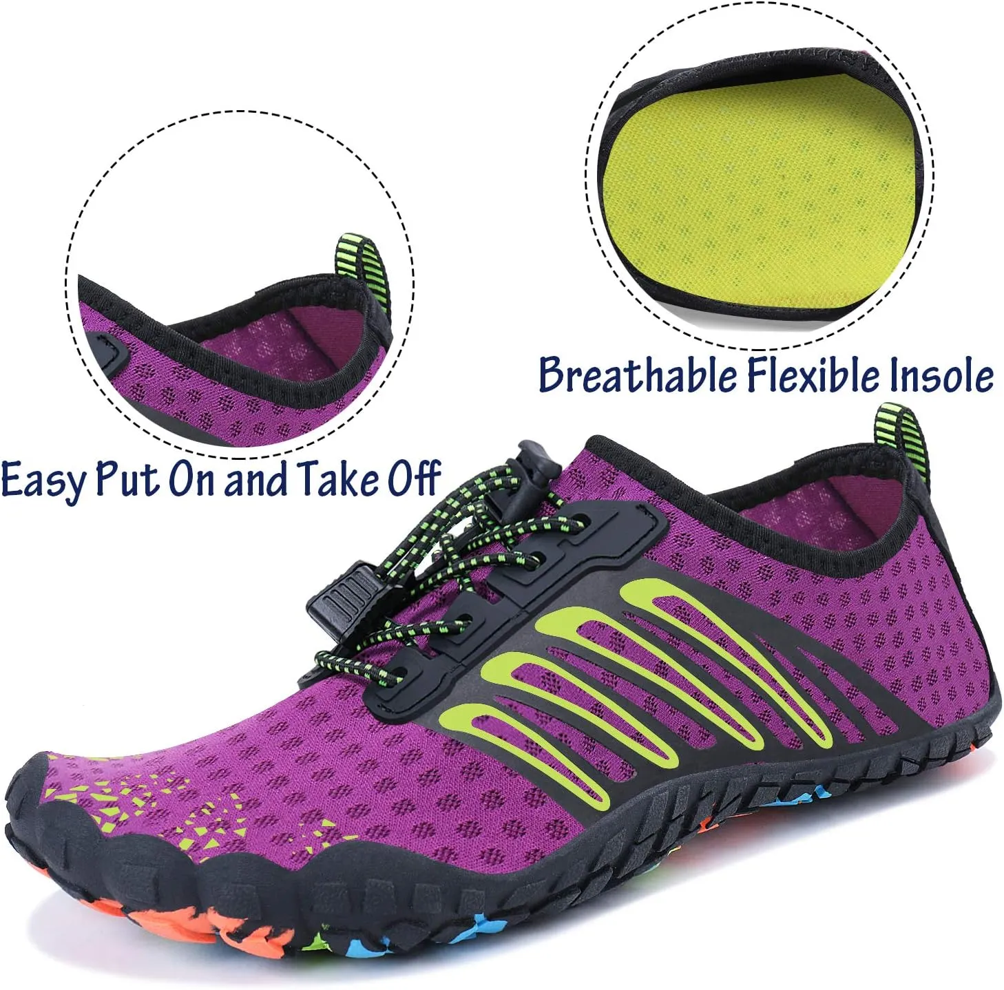 Men Women Water Sports Shoes Slip-on Quick Dry Aqua Swim Shoes for Pool Beach Surf Walking Water Park