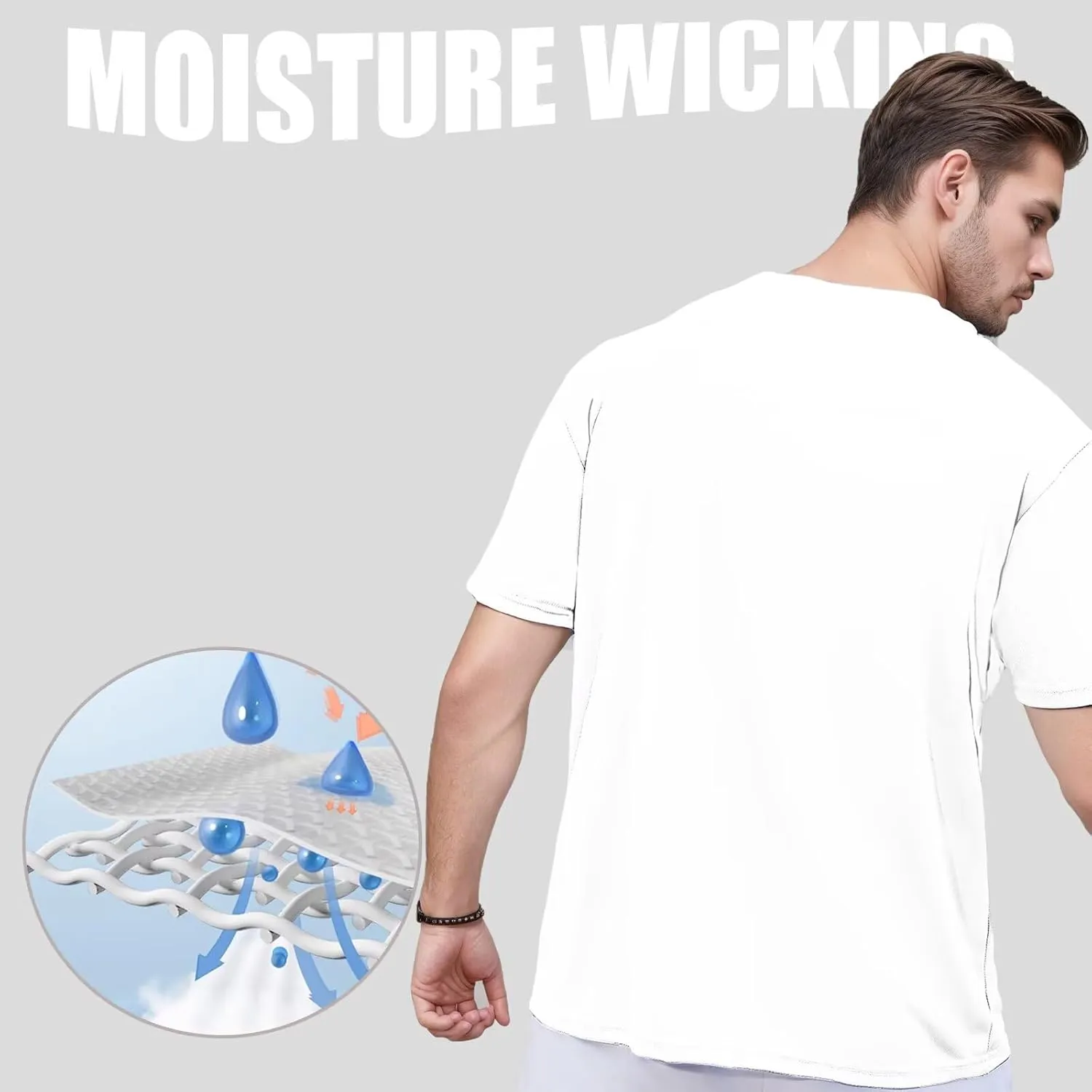 Men's Athletic Quick Dry Moisture Wicking T Shirts Active Crew Neck Gym Workout Short Sleeve Tee Shirt