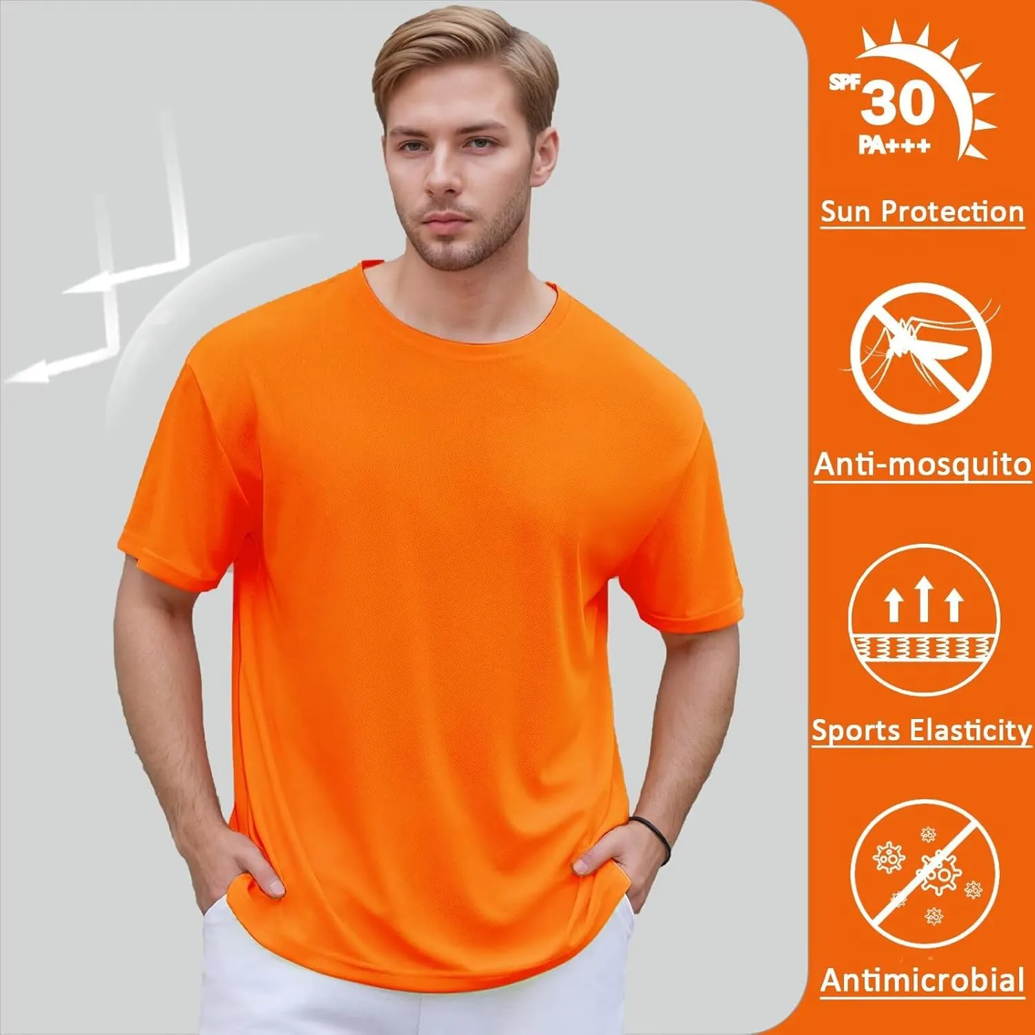 Men's Athletic Quick Dry Moisture Wicking T Shirts Active Crew Neck Gym Workout Short Sleeve Tee Shirt