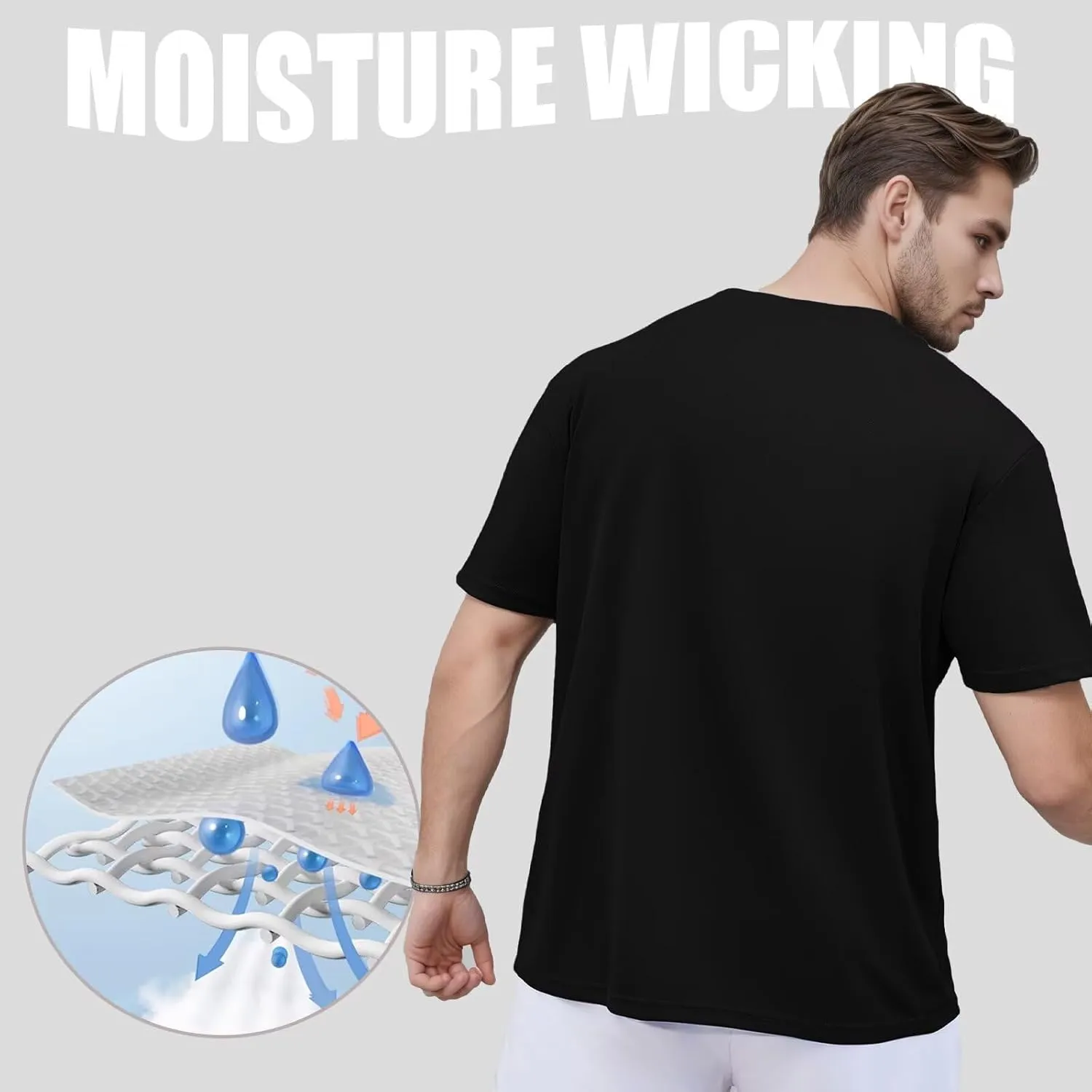 Men's Athletic Quick Dry Moisture Wicking T Shirts Active Crew Neck Gym Workout Short Sleeve Tee Shirt