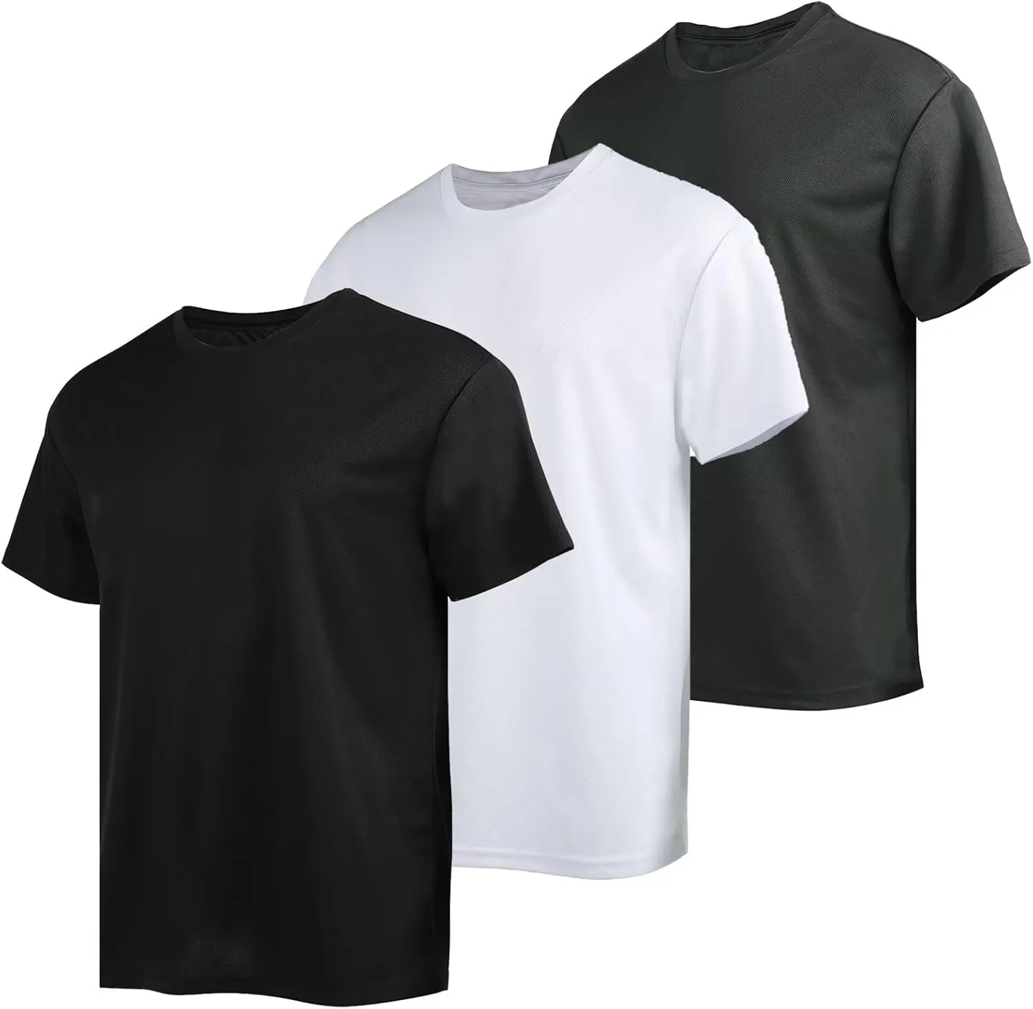 Men's Athletic Quick Dry Moisture Wicking T Shirts Active Crew Neck Gym Workout Short Sleeve Tee Shirt