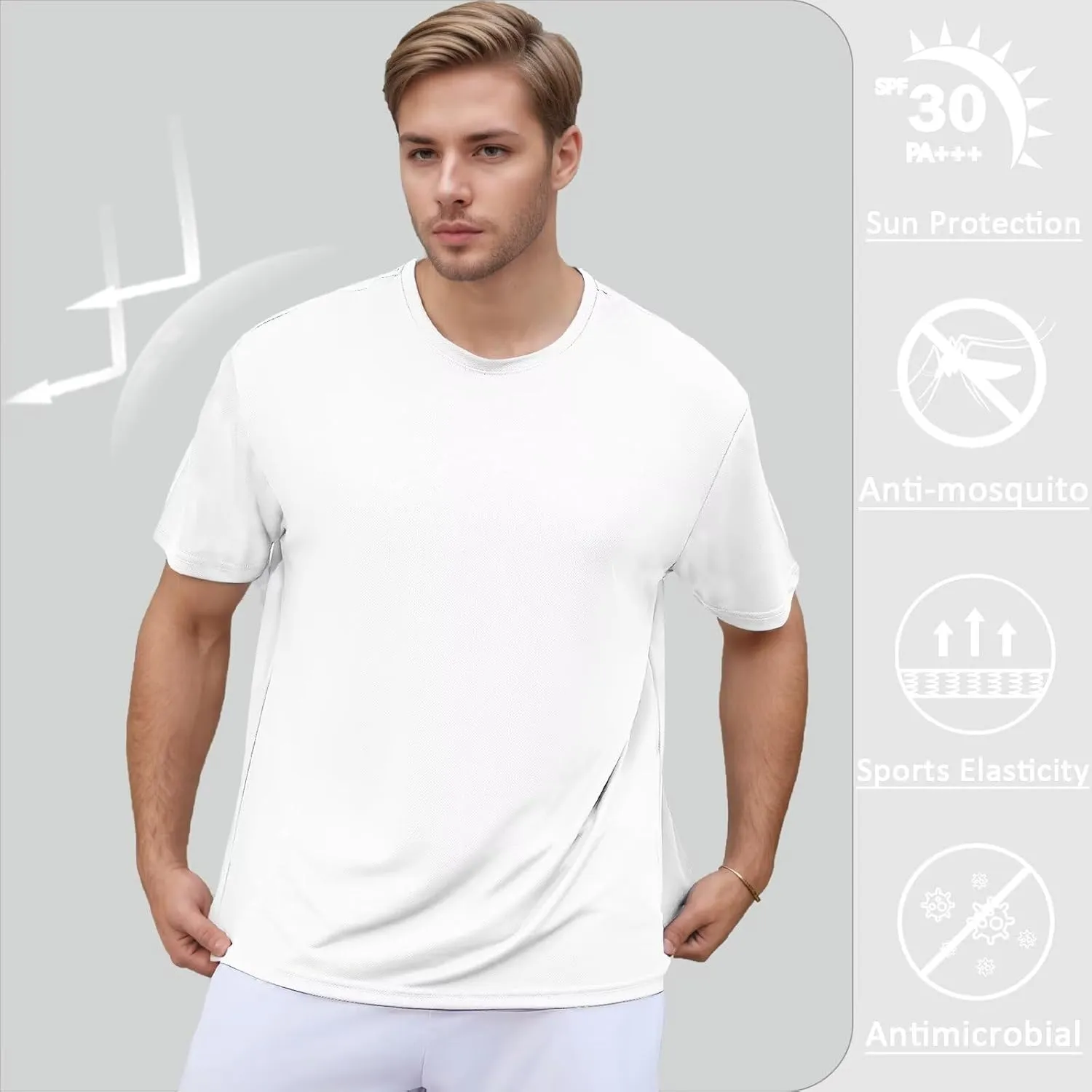Men's Athletic Quick Dry Moisture Wicking T Shirts Active Crew Neck Gym Workout Short Sleeve Tee Shirt