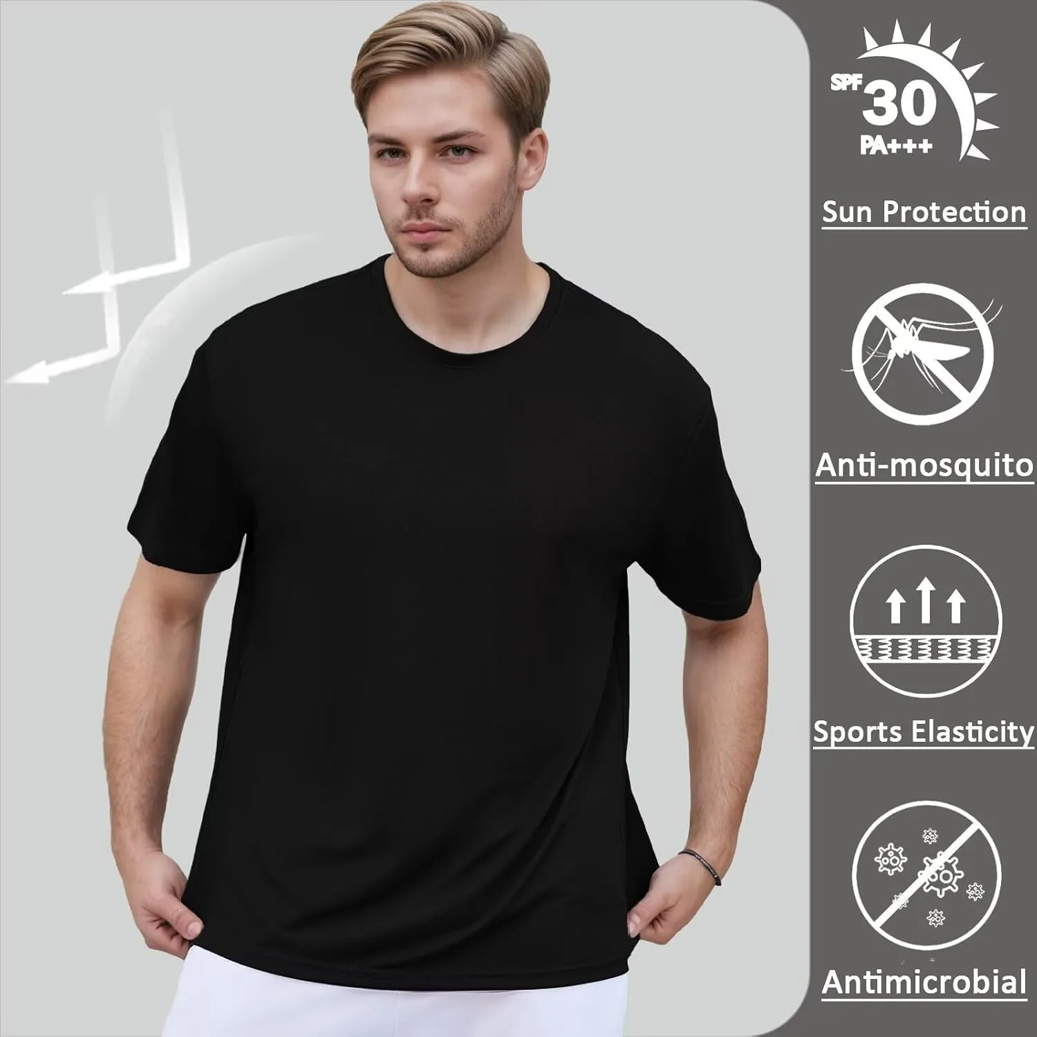Men's Athletic Quick Dry Moisture Wicking T Shirts Active Crew Neck Gym Workout Short Sleeve Tee Shirt