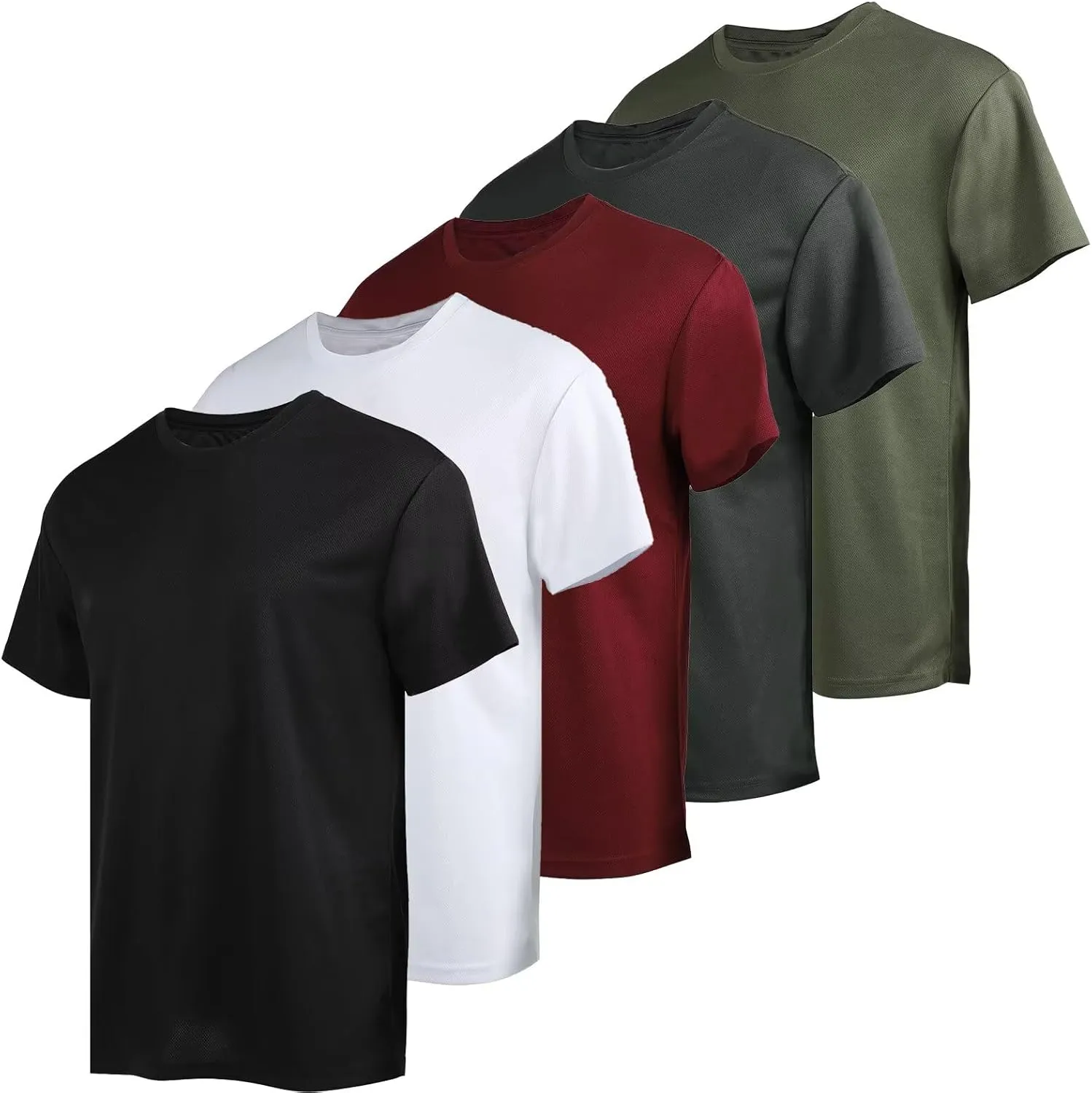 Men's Athletic Quick Dry Moisture Wicking T Shirts Active Crew Neck Gym Workout Short Sleeve Tee Shirt