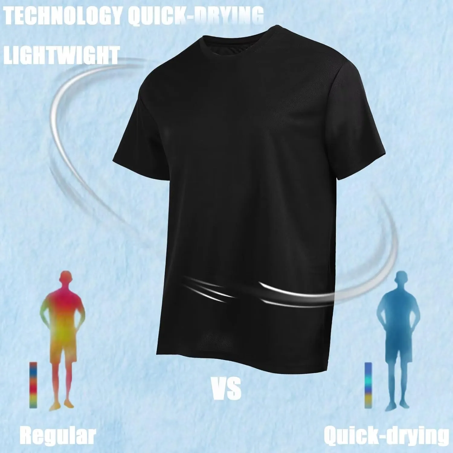 Men's Athletic Quick Dry Moisture Wicking T Shirts Active Crew Neck Gym Workout Short Sleeve Tee Shirt