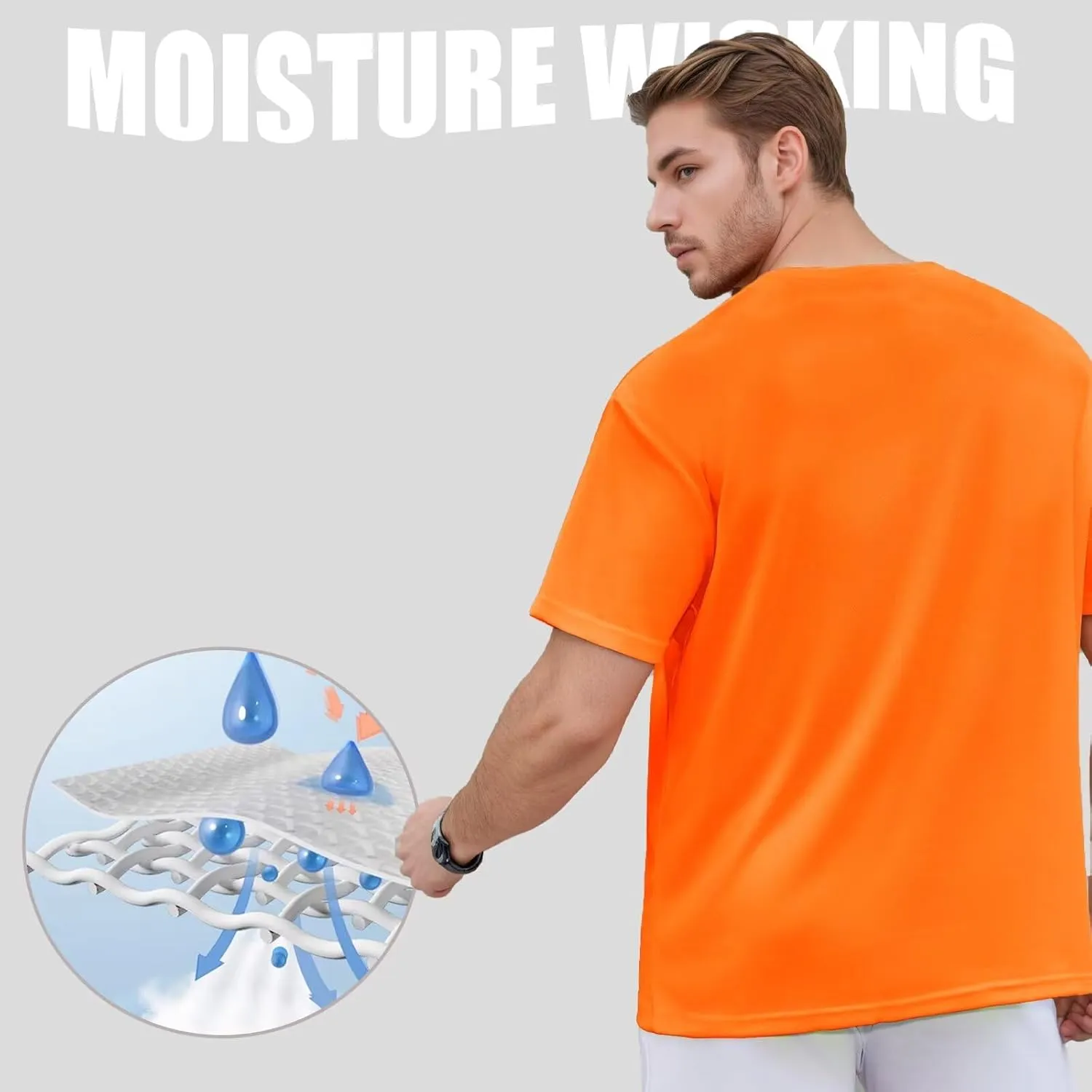 Men's Athletic Quick Dry Moisture Wicking T Shirts Active Crew Neck Gym Workout Short Sleeve Tee Shirt