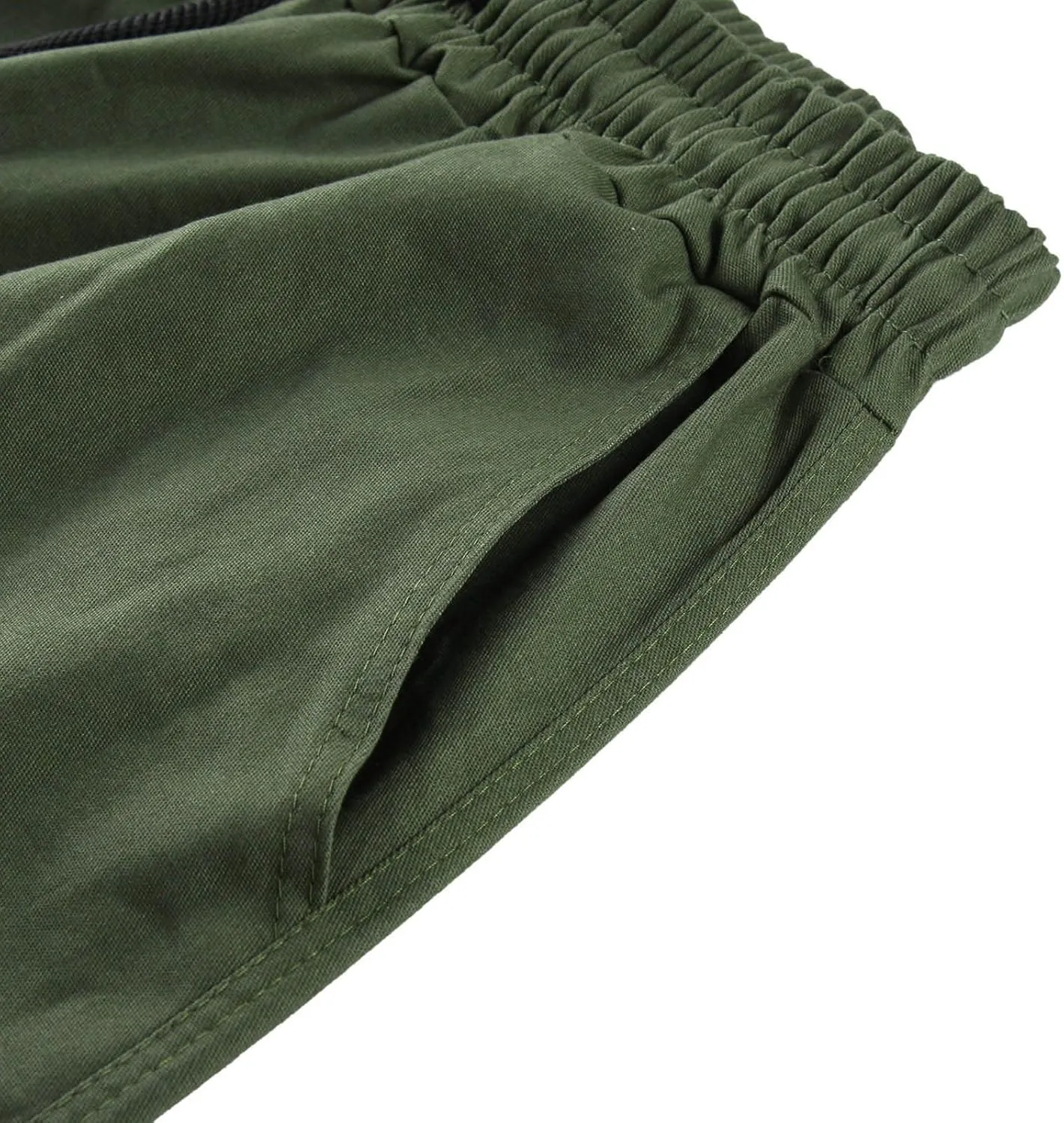 Men's Cargo Combat Pants Casual Linen Stretch Drawstring Pant Sweatpant Joggers Loose Fit Loungewear
