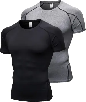 Men's Compression Shirts Short Sleeve Workout Shirt Cool Dry Undershirts Baselayer Sports T Shirts Gym Running Tops