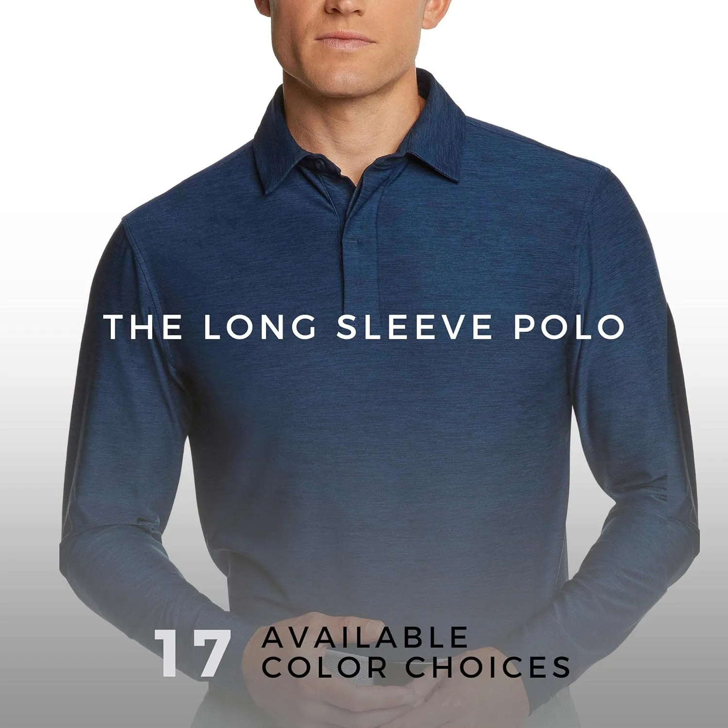 Men's Dry Fit Long Sleeve Golf Shirt - Quick Dry Polo Shirts - UPF 30, Stretch Fabric