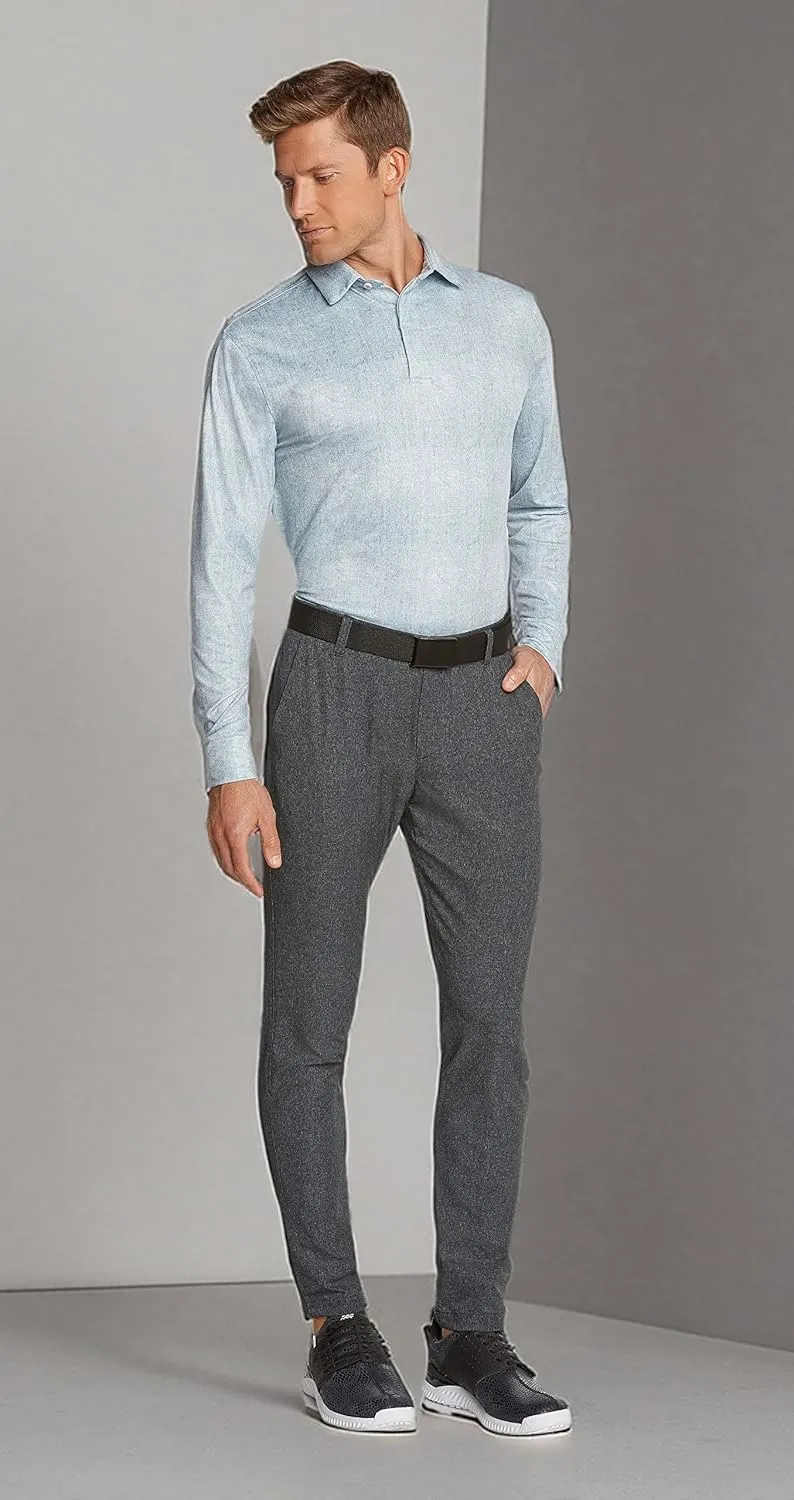 Men's Dry Fit Long Sleeve Golf Shirt - Quick Dry Polo Shirts - UPF 30, Stretch Fabric