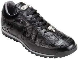 Men's Ferro Caiman/Calf Exotic Skin Casual Shoes (Black, 8M)