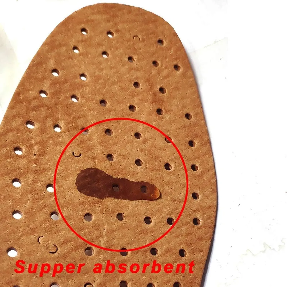 Men's Hard Leather Insole 2.5mm Thick Absorb Sweat Breathable Insole for Oxford Shoes Brogue Leisure Derby Shoes (US8.5/10.4inch/26.5cm)