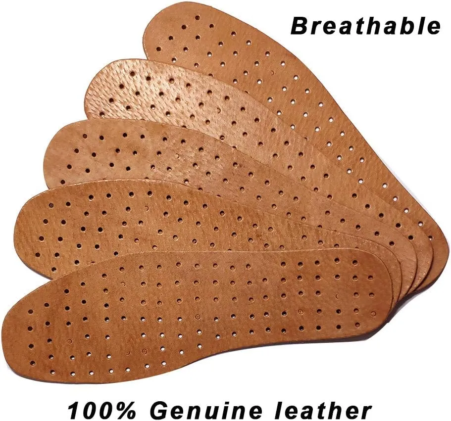 Men's Hard Leather Insole 2.5mm Thick Absorb Sweat Breathable Insole for Oxford Shoes Brogue Leisure Derby Shoes (US8.5/10.4inch/26.5cm)