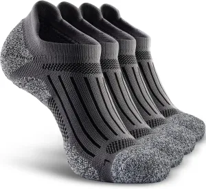 Men's No Show Compression Athletic Socks, Cushioned for Running Hiking