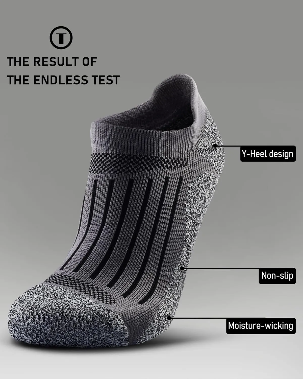 Men's No Show Compression Athletic Socks, Cushioned for Running Hiking