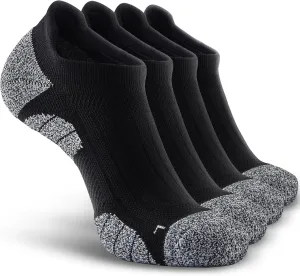 Men's No Show Compression Athletic Socks, Cushioned for Running Hiking