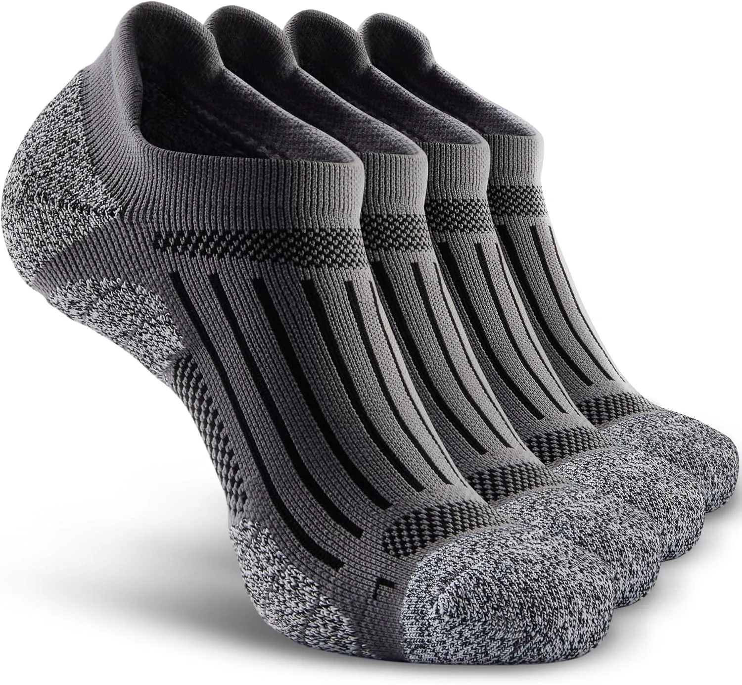 Men's No Show Compression Athletic Socks, Cushioned for Running Hiking