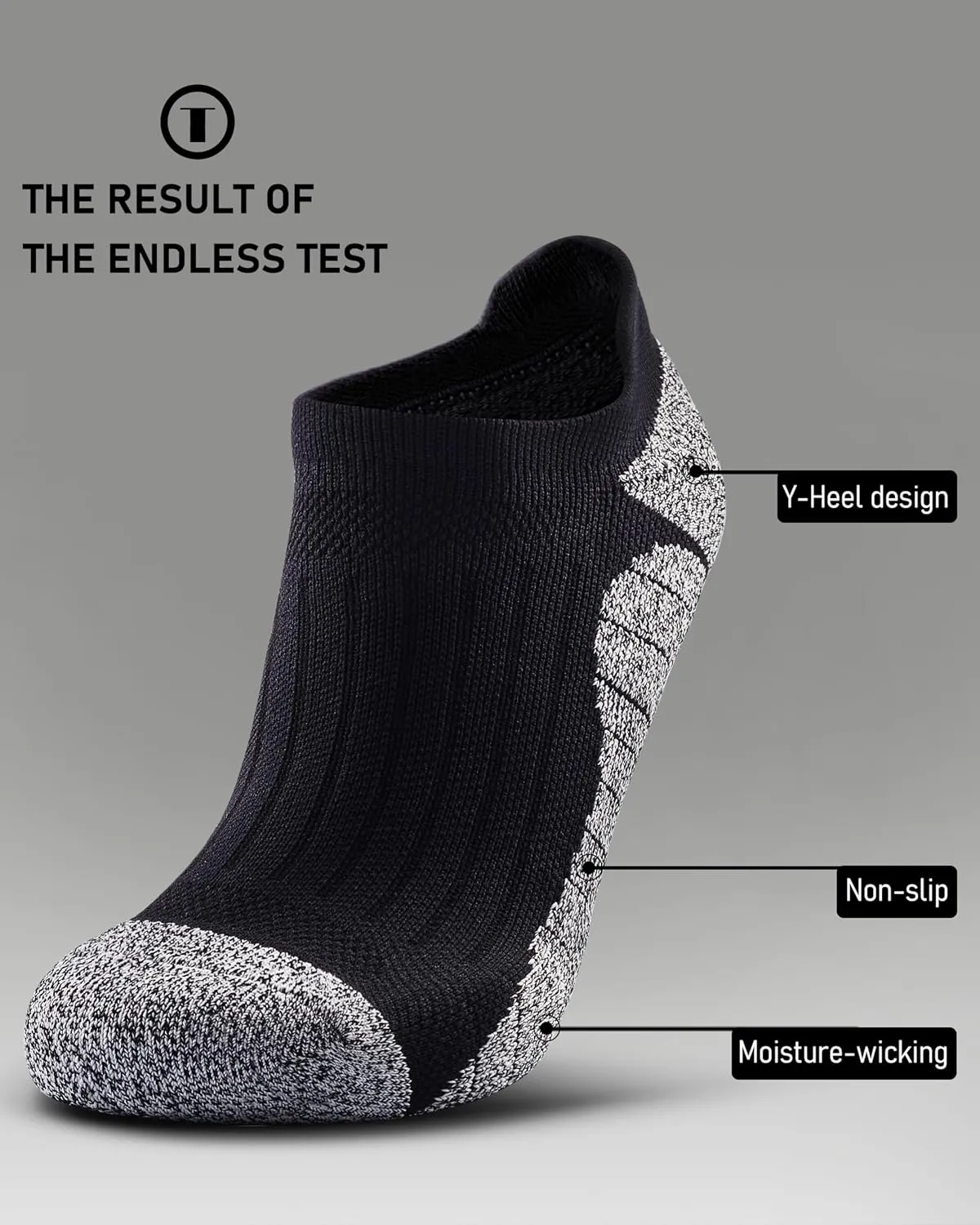 Men's No Show Compression Athletic Socks, Cushioned for Running Hiking