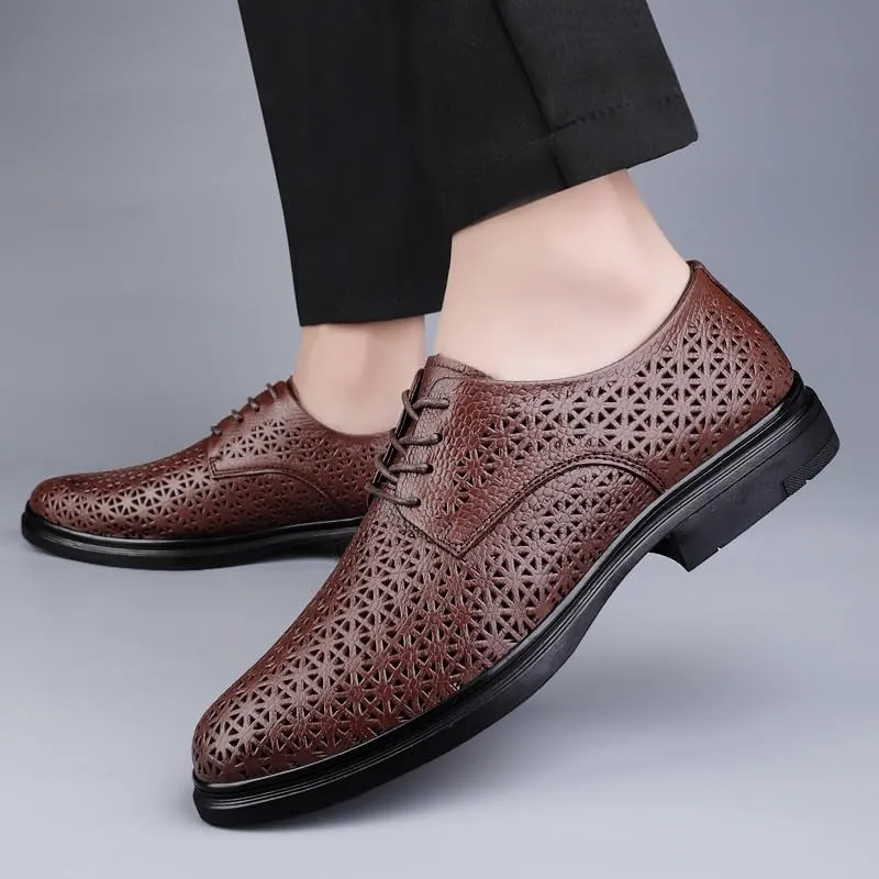 Mens Oxfords Shoes Classic Leather Fashion Modern Pointed-Toe Tuxedo Dress Shoes