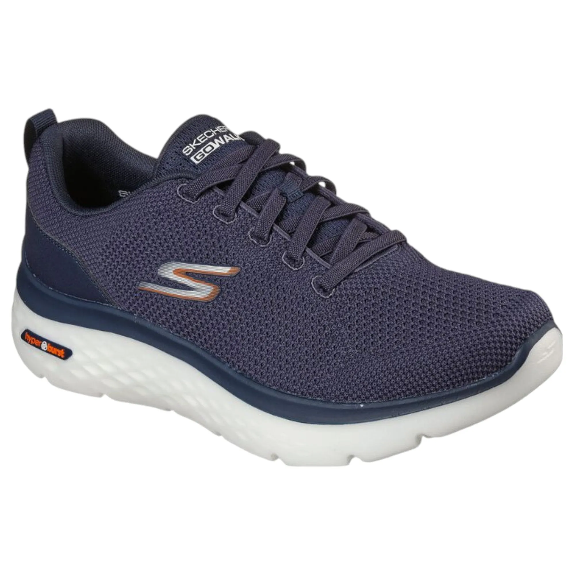 Mens Skechers Go Walk Hyper Burst Nanocore Shoes Navy/Orange
