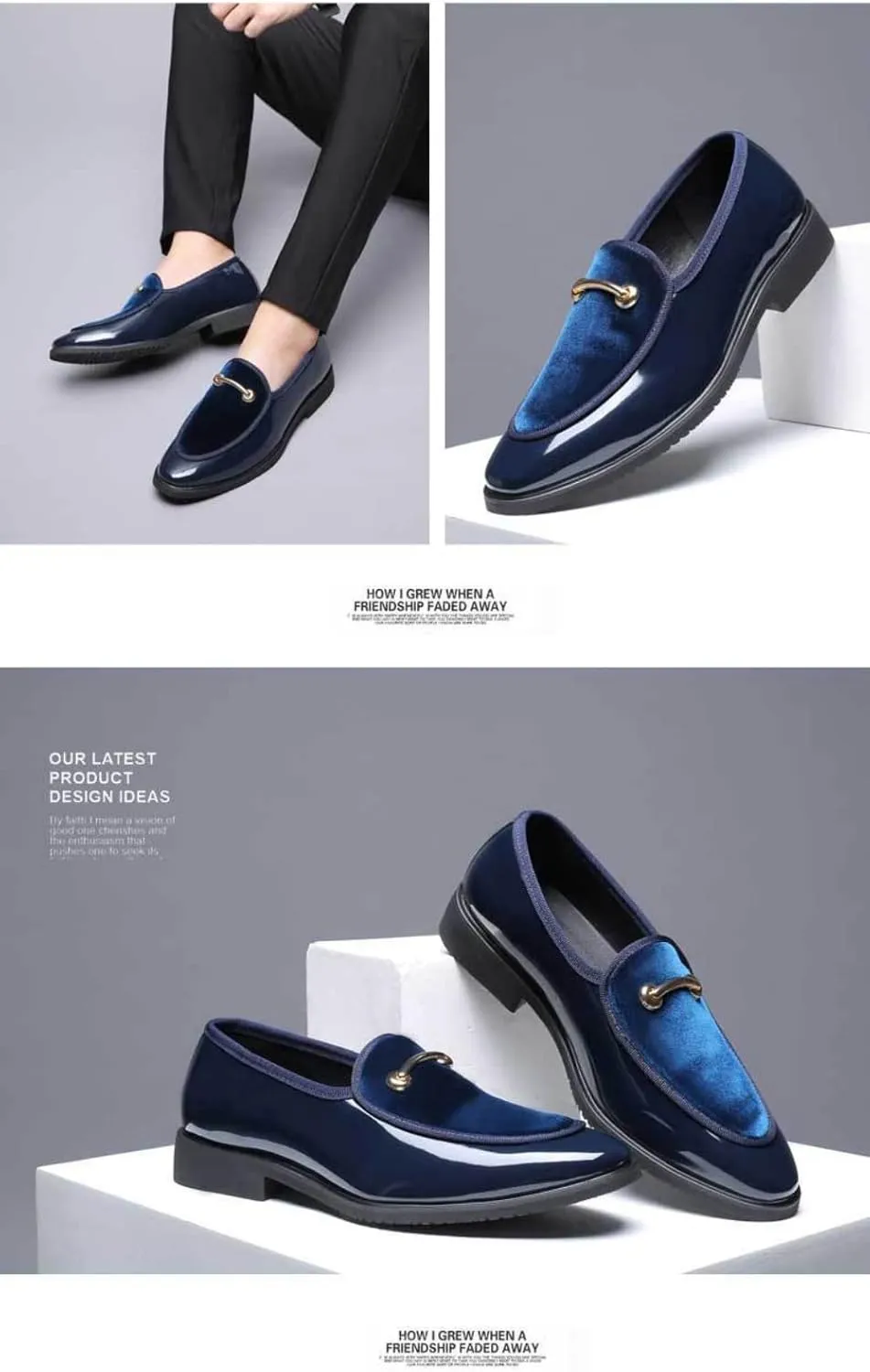Men's Velvet Patent Leather Slip-on Dress Shoes Business and Parties Formal Events Smoking Slippers Loafers