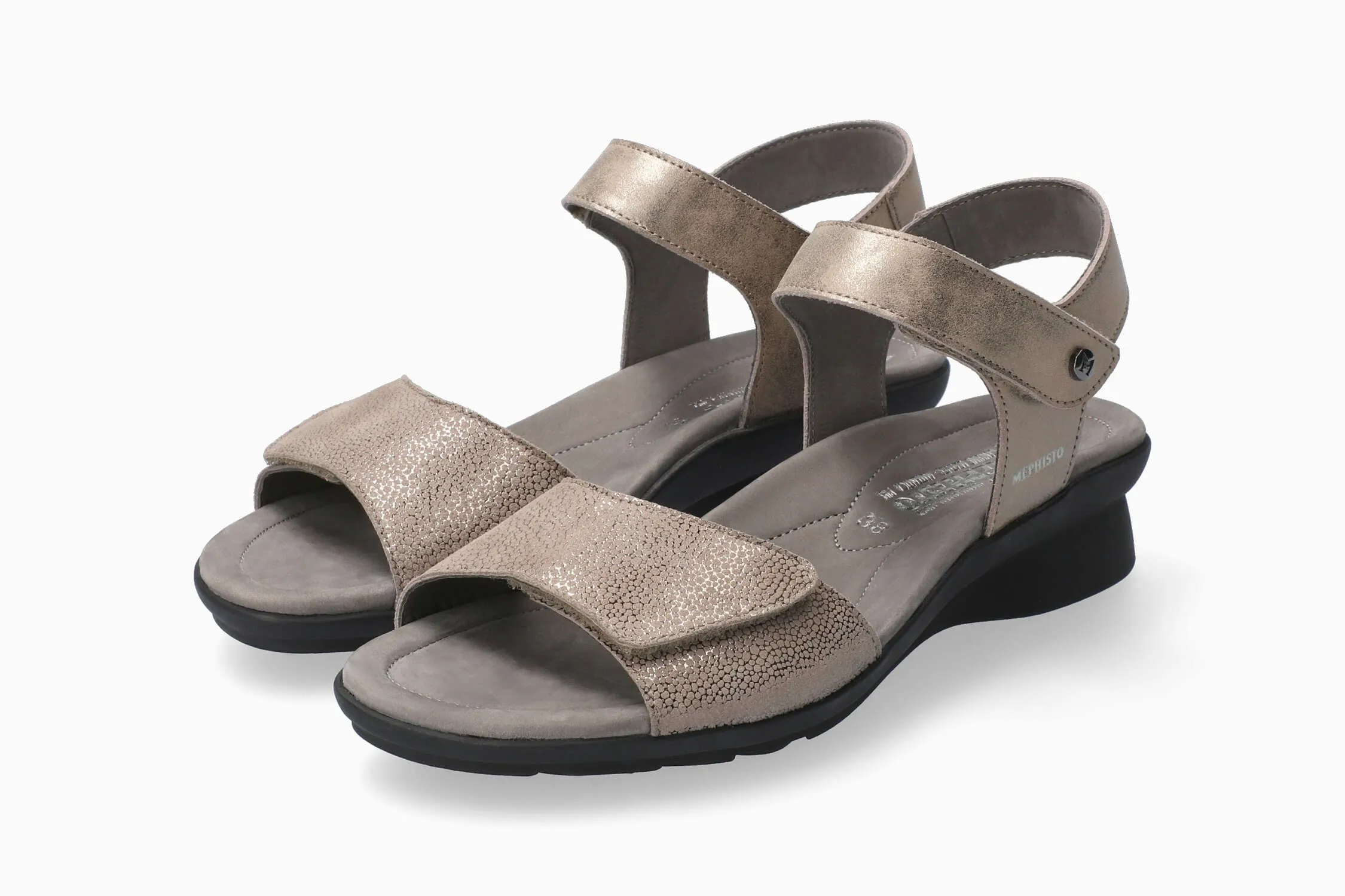 Mephisto Women's Pattie Dark Taupe Monaco and Artic Metallic Combo Sandal