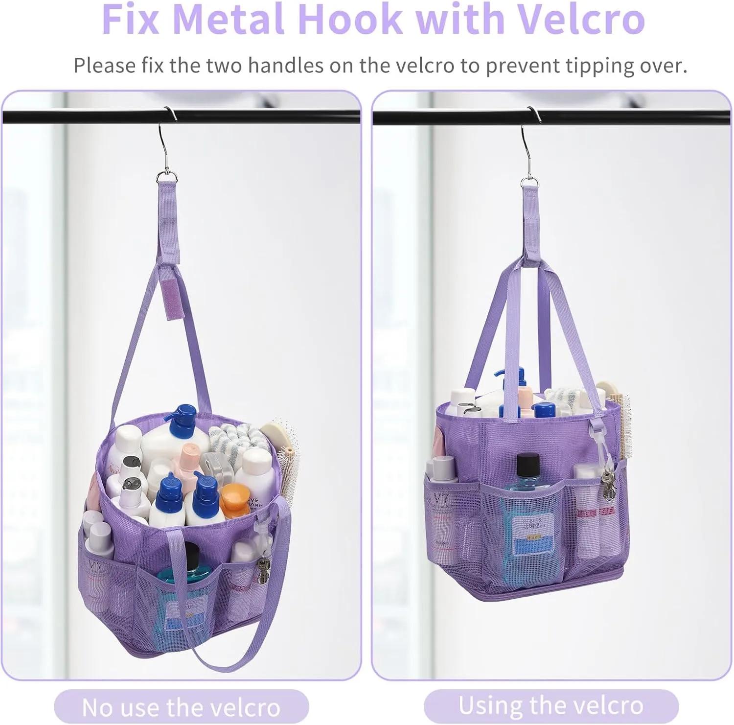 Mesh Shower Caddy Portable for College Dorm Room Essentials, Shower Tote Bag with Hanging Hook and Drawstring, Quick Dry Toiletry Bag with 6 Pockets for Bathroom, Swimming, Gym, Camping, Beach, Travel