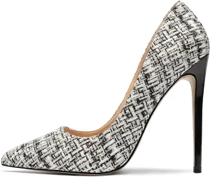 Mettesally Women's High Heel Pumps Pointed Toe Stiletto Heels Slip On Office Party Dress Shoes