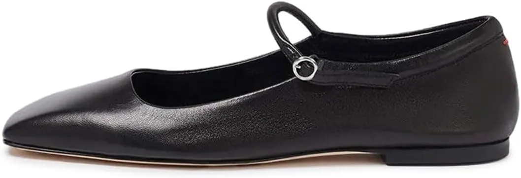 miss left Women's Adorable Closed Square Toe Mary Jane Flats Adjustable Strap Buckle Ballet Flat Comfort Dance Ballroom Shoes Size 4-16 US