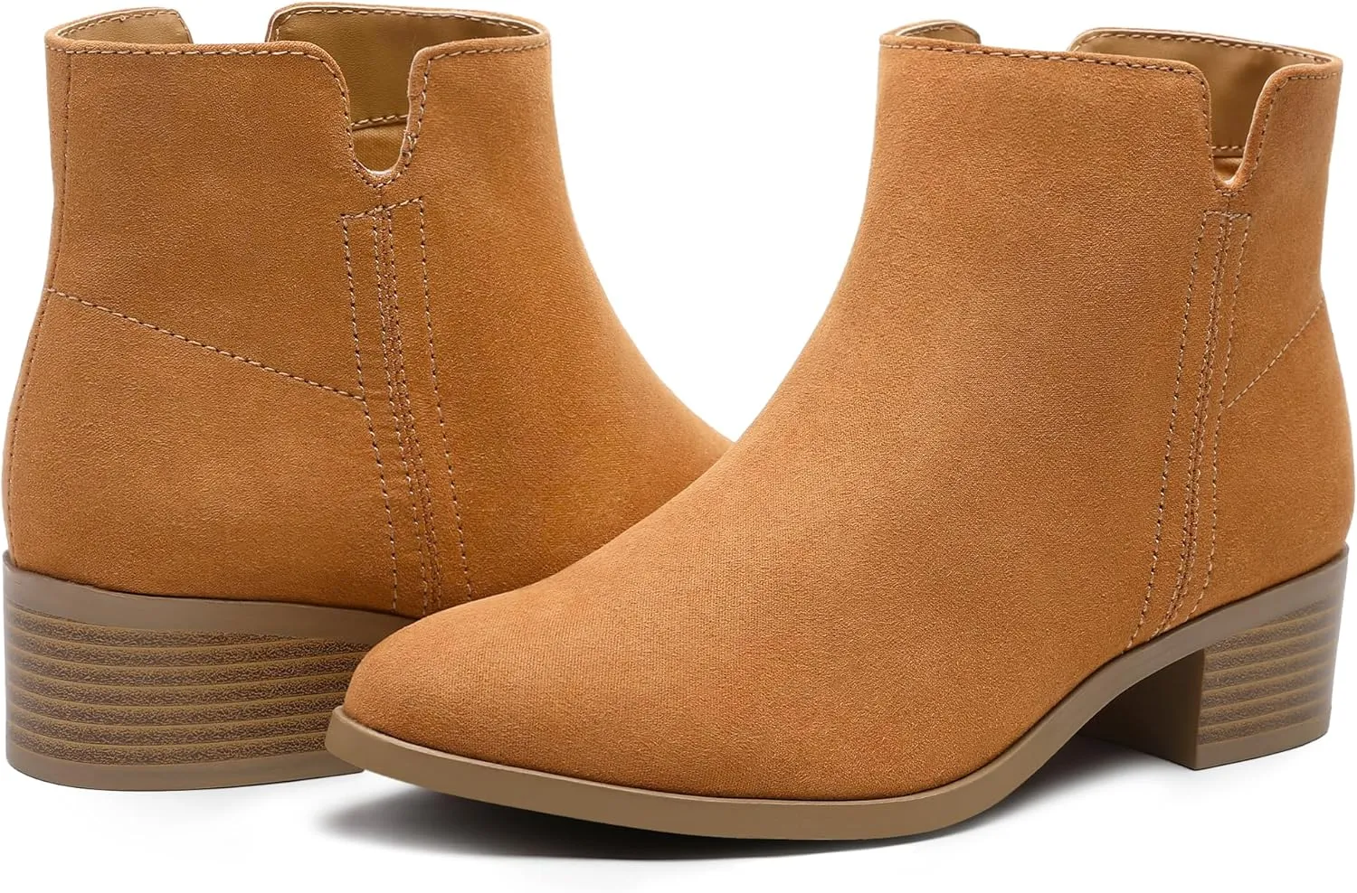 MIXIN Women's Chelsea Fashion Ankle Wedge Boots Classic Booties Chunky Heel Slip On Zipper Shoes