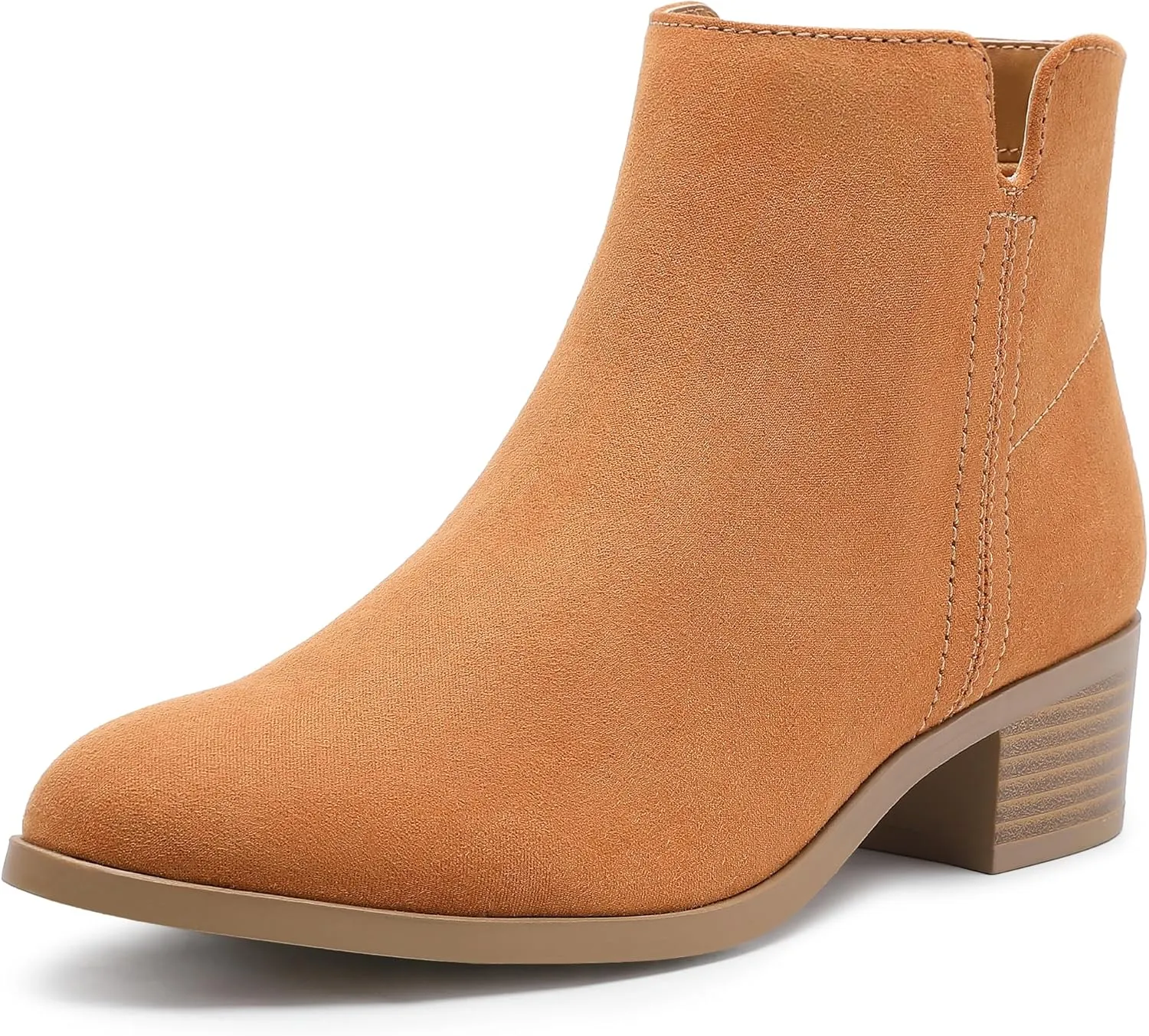 MIXIN Women's Chelsea Fashion Ankle Wedge Boots Classic Booties Chunky Heel Slip On Zipper Shoes